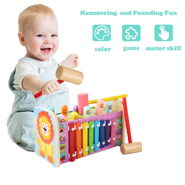 INvench Baby Toys for 1224 Months,Wooden Hammering and Pounding