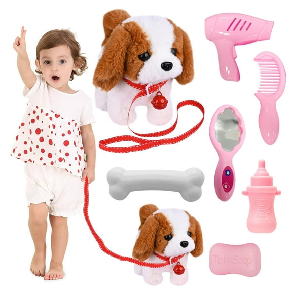 INvench Plush Toys for Kids, Walking Puppy Toy Dog, Interactive Dog Toy for Toddler 2-4 Year Old Christmas Birthday Gifts