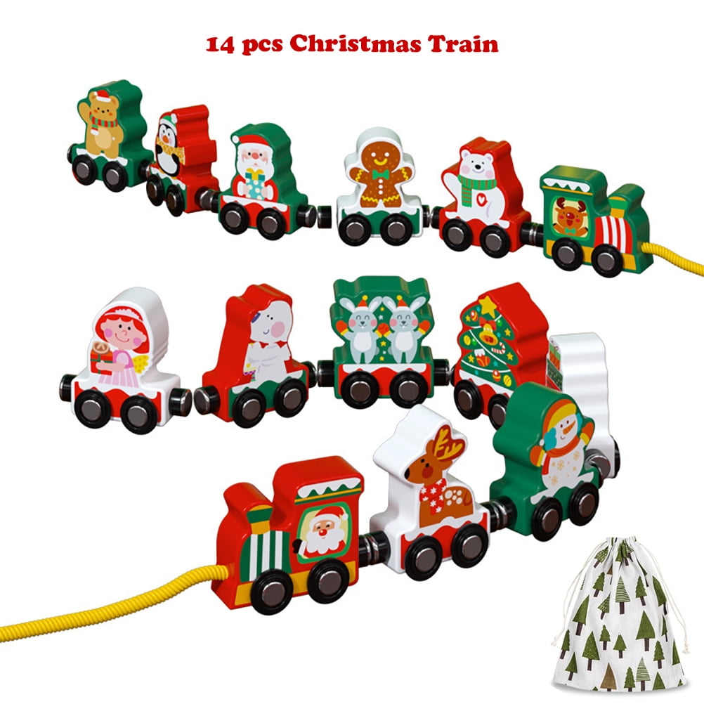 INvench Wooden Train Toys for Kids,Christmas Train Toys for Toddlers 3