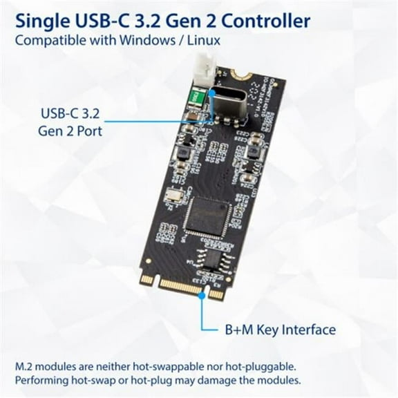 SYBA Multimedia USB 3.2 Gen 2 (10 Gbps) 1-Port Type-C M.2 22x60 B+M key Controller Card