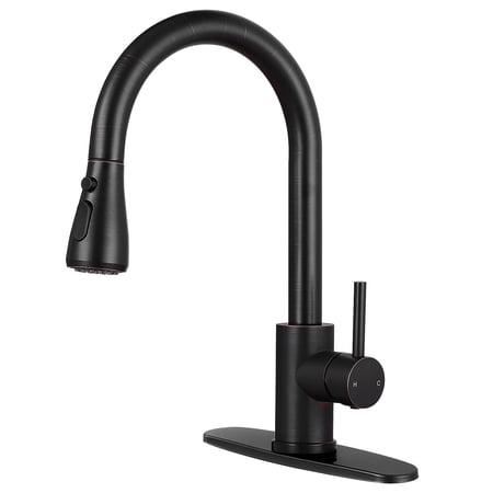 IOCOCEE Brass Matte Black Round Kitchen Sink Faucet