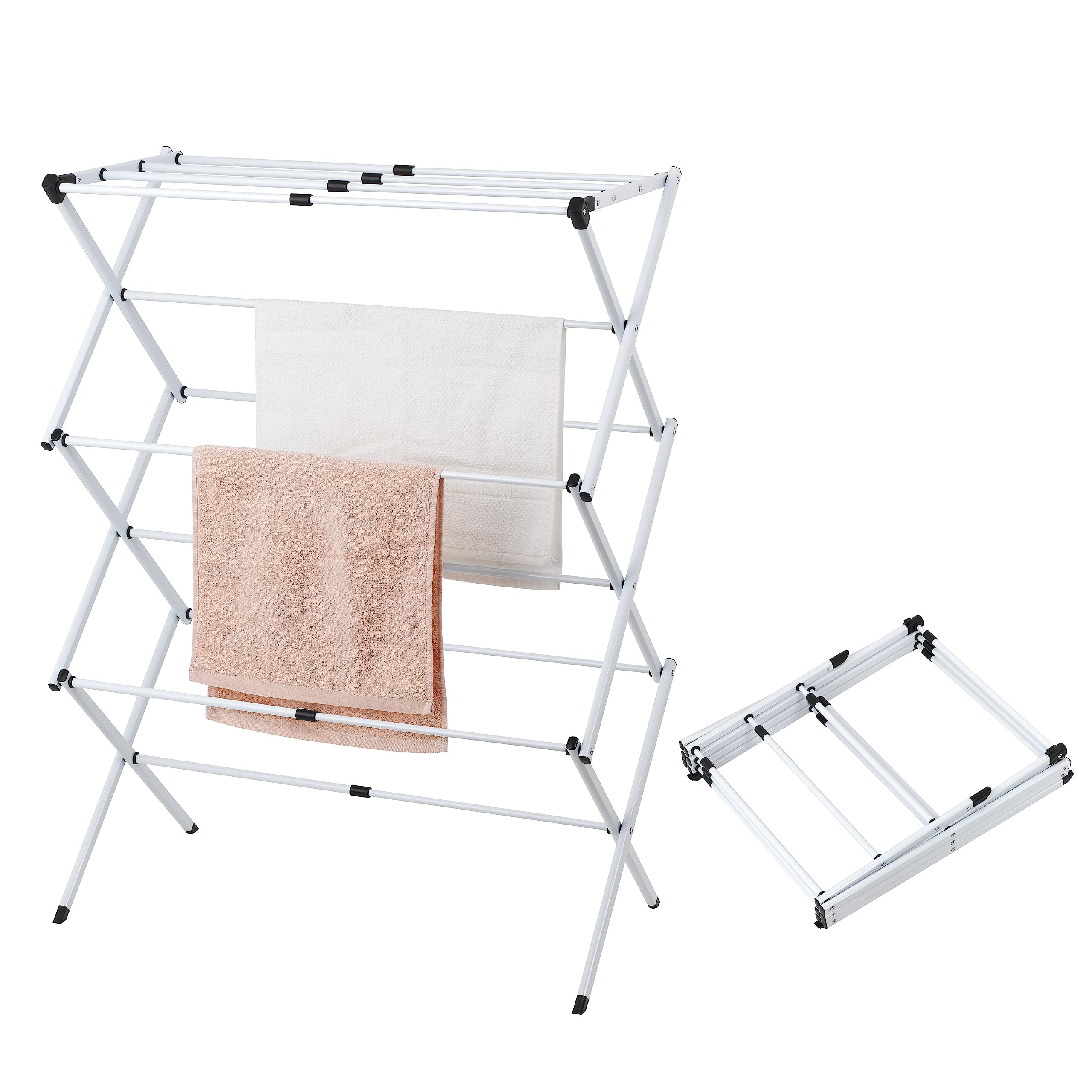 Plastic White and Aluminum Leifheit Clothes Rack, Drying