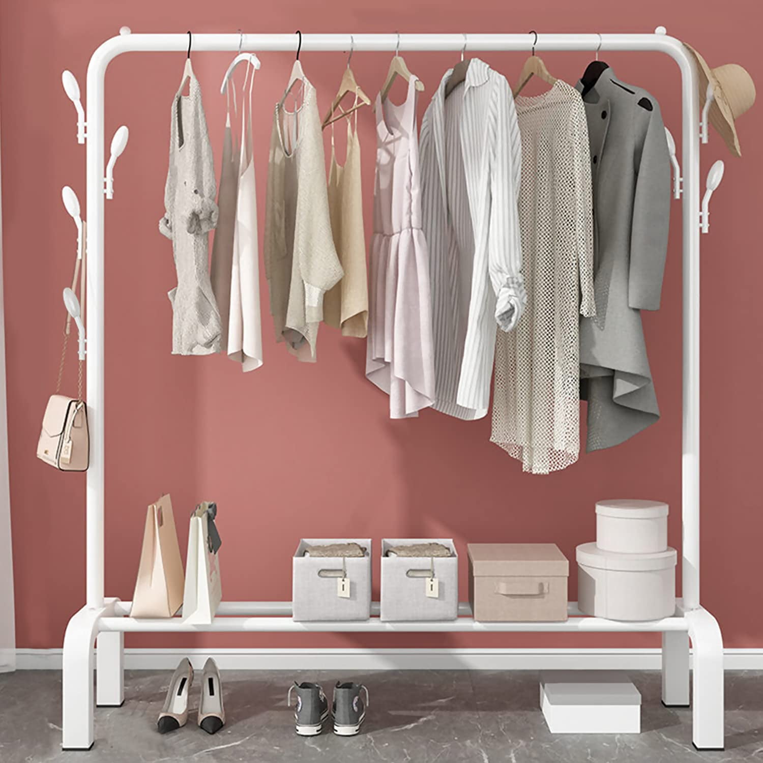 IOCOCEE Clothing Rack, Clothing Rack for Hanging Clothes,White