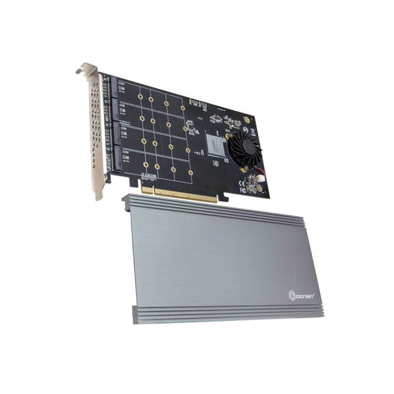IOCrest QUAD M.2 NVMe Ports to PCIe 3.0 x16 Interface ( x8 Bandwidth) Bifurcation Riser Controller