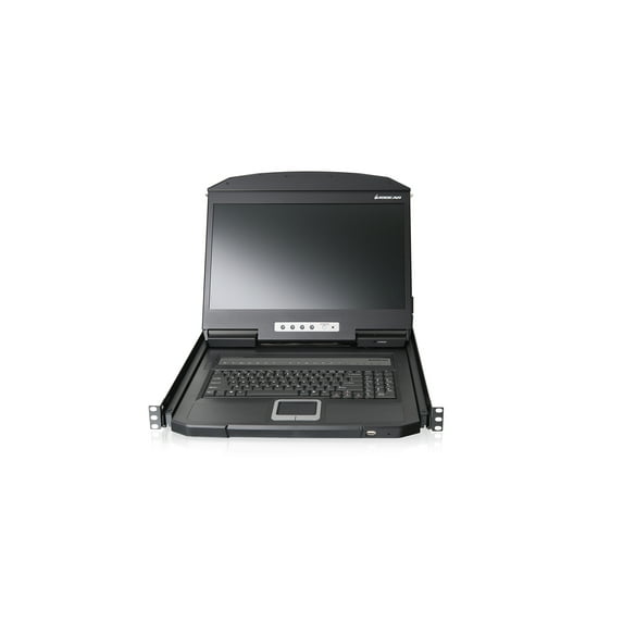 IOGEAR 18.5" Widescreen Short Depth 16-port LCD KVM Switch, Black