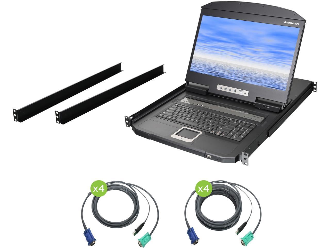 IOGEAR 8-Port 18.5" Widescreen Short Depth LCD KVM Switch - 8 Computer(s) - 18.5" LCD - HD - 1366 x 768 - 4:3 - 2 x PS/2 Port - 2 x USB - Daisy Chain - Keyboard120 V AC, 230 V AC Input Voltage - 1U...