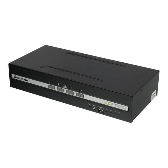 IOGEAR 4-Port Dual View DisplayPort Secure KVM Switch w/Audio and CAC Support - 4 Computer(s) - 1 Local User(s) - 3840 x 2160 - 50 Hz, 60 Hz - 1 x Network (RJ-45) - 11 x USB - 10 x DisplayPort