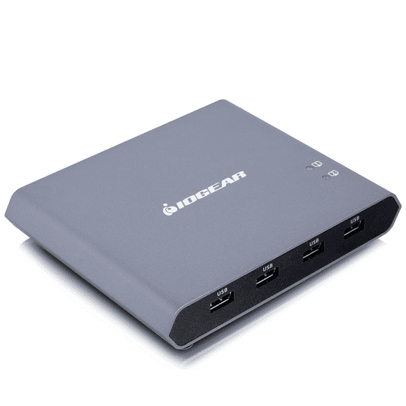 IOGEAR Access Pro Plus 2 Port USB-C KVM Switch for iPad, iPhones, Android Tablets and Phones, PC and Mac - 4X 3.2 USB Hub, DisplayPort Output in 4K 60Hz, DP 1.4 Alt Mode