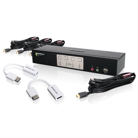 IOGEAR 4-Port HDMI KVMP with DisplayPort Adapters Bundle - 4 Computer(s) - 1 Local User(s) - 1920 x 1200 - 8 x USB - 5 x HDMI - Desktop