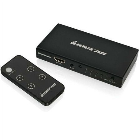 IOGear 4K 4-Port HDMI Switch with Remote Control & LED Front Panel Indicators