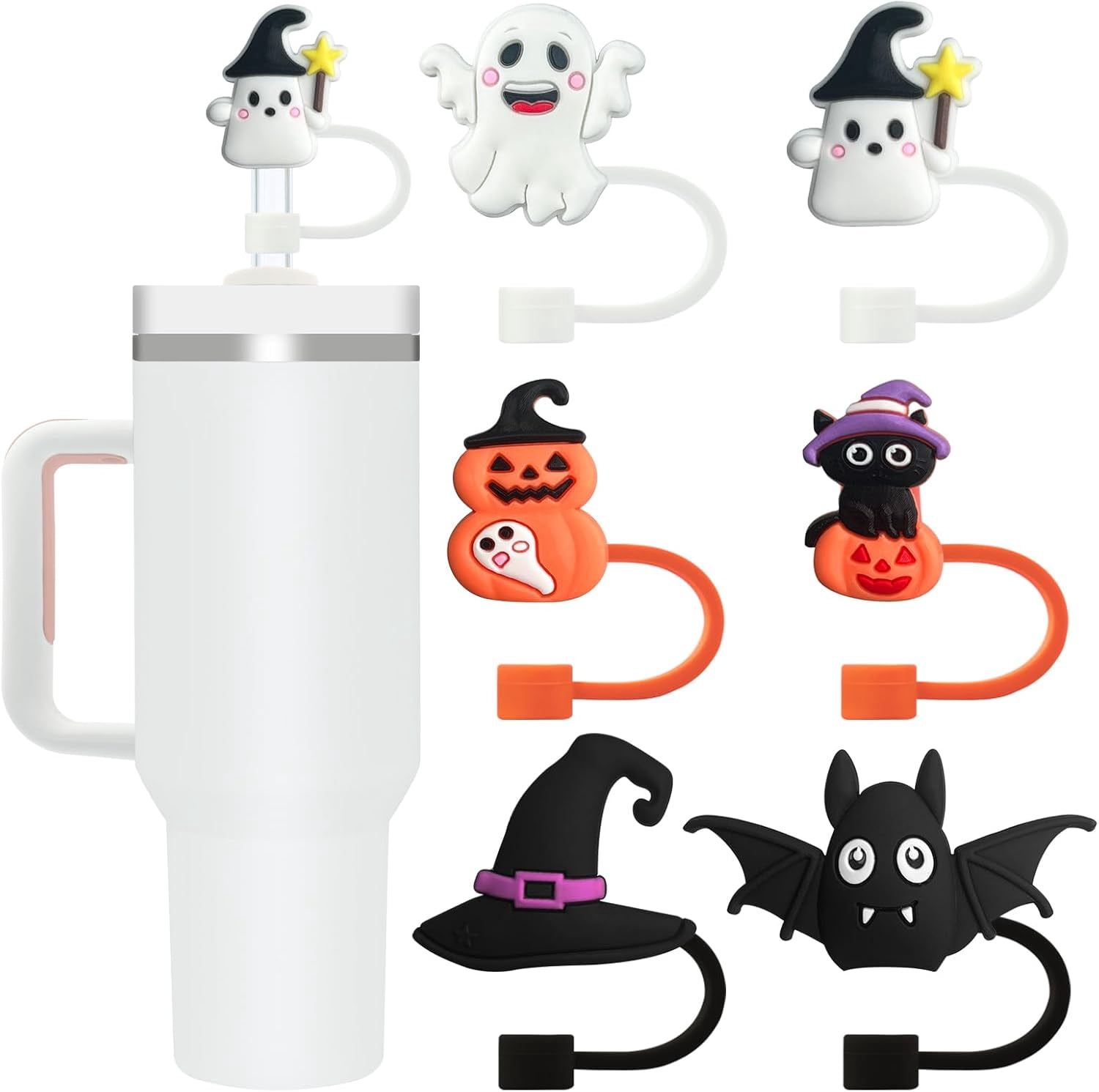 IOKUKI Strohhalm-Abdeckungen Für Stanley Becher, 6 Stück, Halloween-Design – Staubdicht, Für 9–11 Mm Trinkhalme