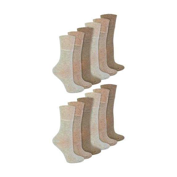 IOMI - 12 Pair Multipack Ladies Diabetic Bamboo Socks | Womens Extra Wide Seamless Socks with Non Elastic Gentle Grip Top