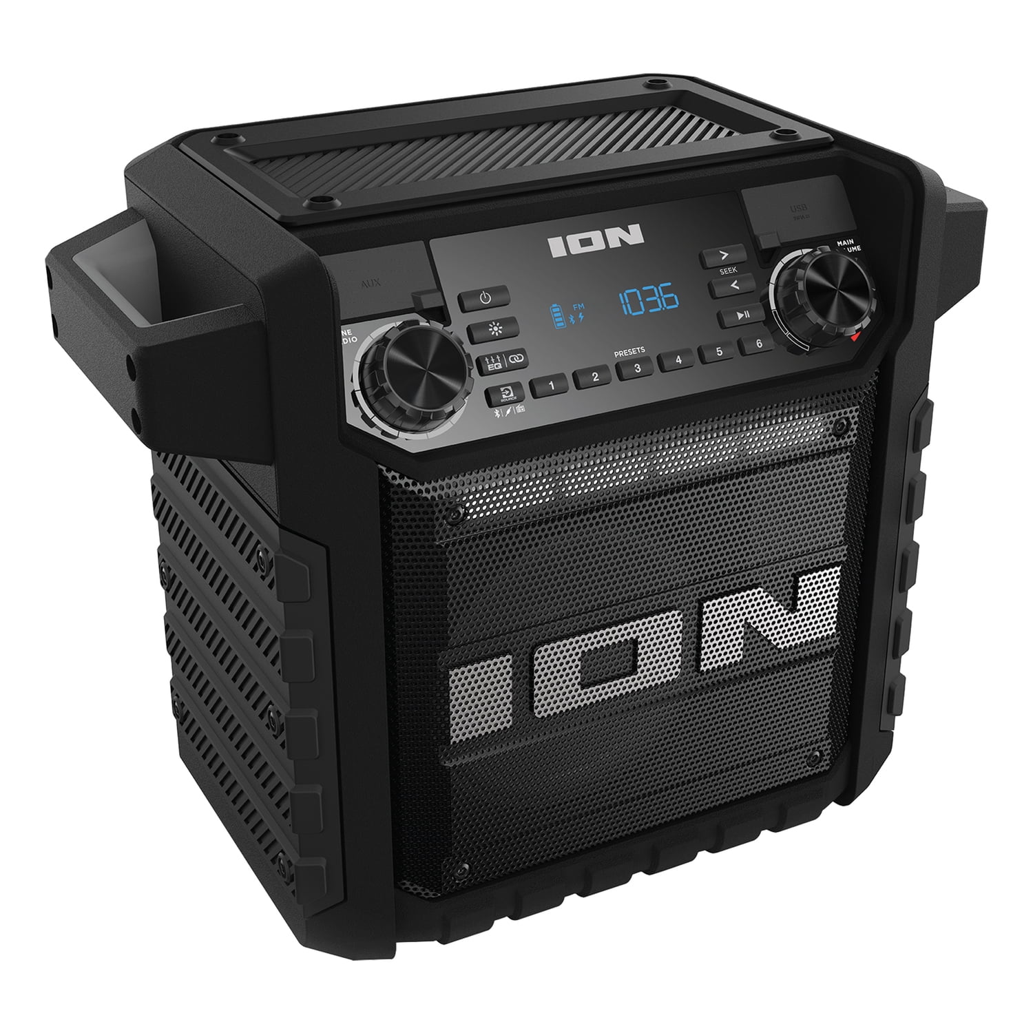 ION 22-Watt-RMS Tailgater Classic Portable Bluetooth Rechargeable Speaker with Link 2, FM, Light, IPX5, up to 15 Hours Play Time, Black, TLGTRCLASBKXUS