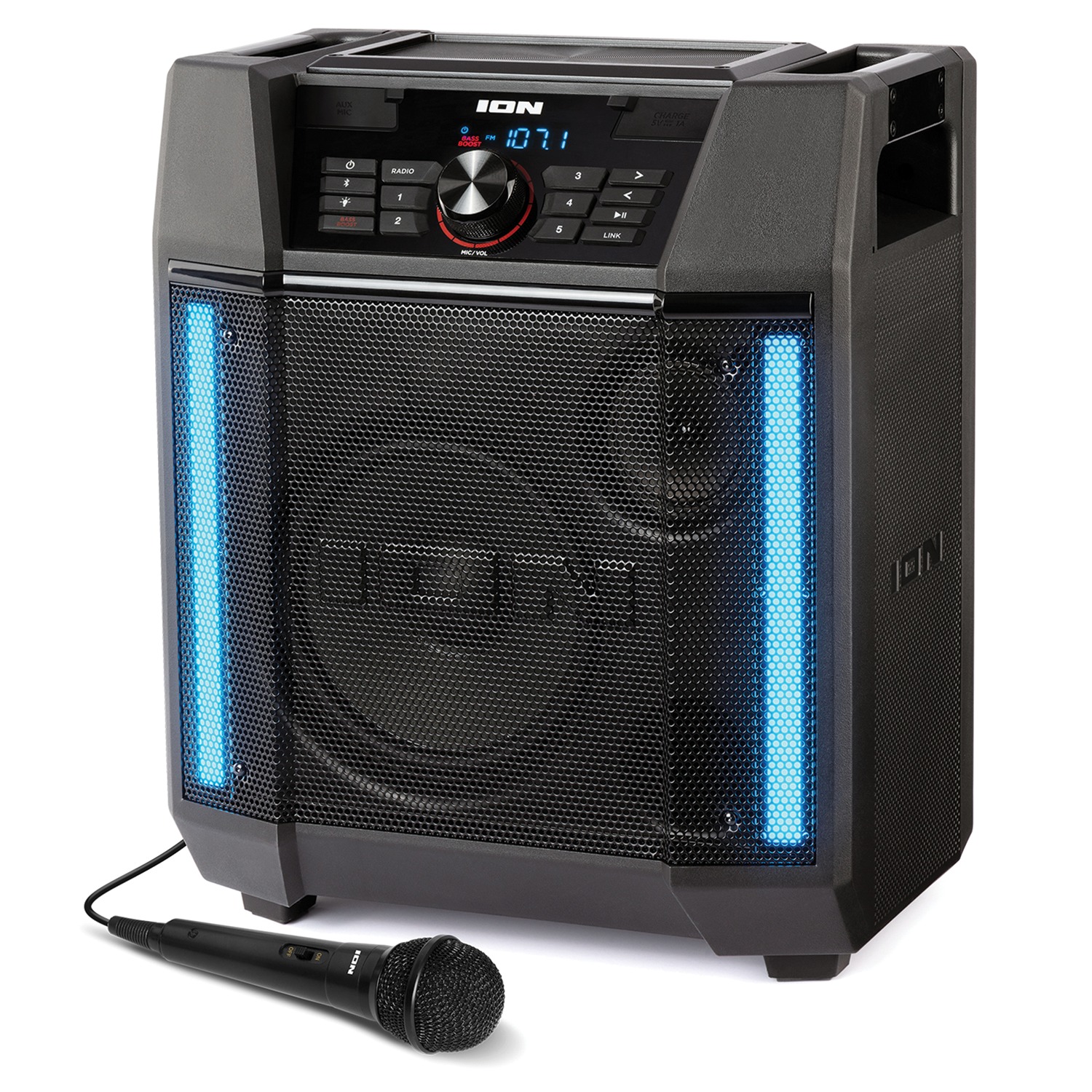 ION IPA131 Adventurer 8-Inch 100-Watt Portable Weather-Resistant Bluetooth PA Speaker with Light Bars and Microphone - image 1 of 5