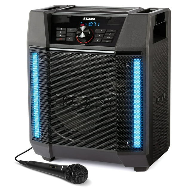 ION IPA131 Adventurer 8-Inch 100-Watt Portable Weather-Resistant Bluetooth PA Speaker with Light Bars and Microphone