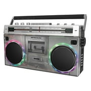 ION Retro Glow Bluetooth Cassette/Radio Boom Box with LED Lights, Translucent, RETROGLOWXUS
