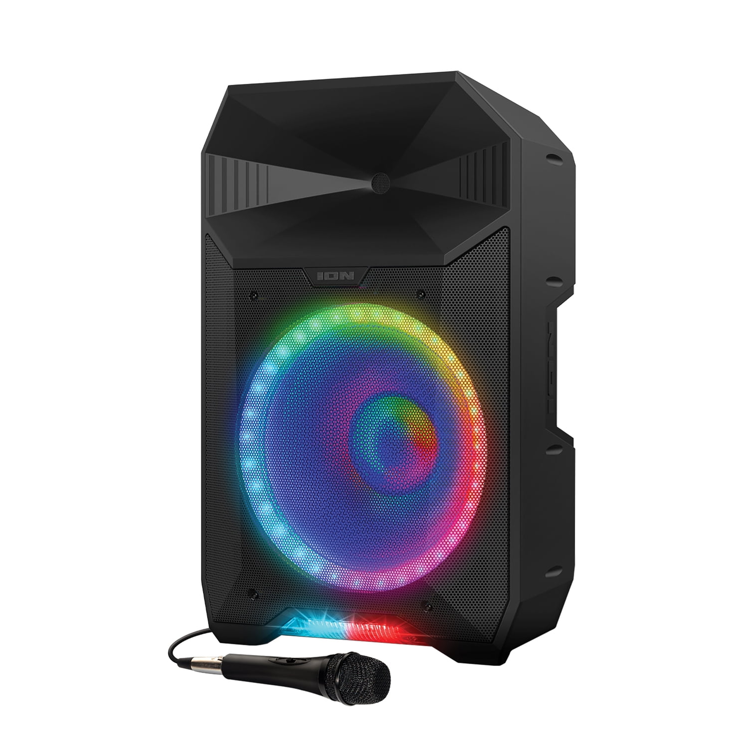 ION Portable Bluetooth PA Speaker 15In. 500WattMax with PA System, Lights, Microphone & Stand, Black  (图1)