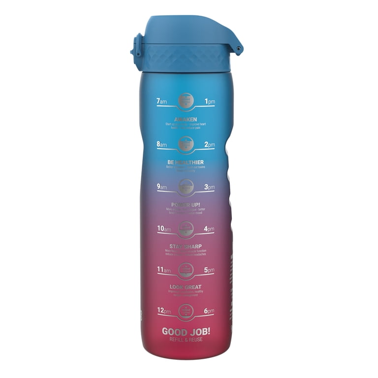 ION8 Leak Proof Flip-Top 1L Water Bottle with Times to Drink, BPA