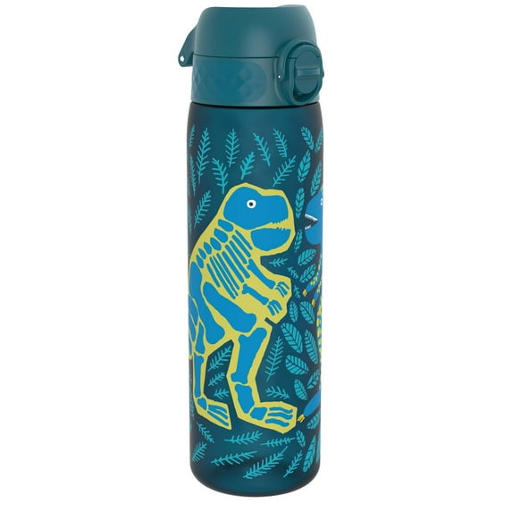 ION8 Leak Proof Flip-Top Slim Water Bottle, BPA Free, Dishwasher-Safe, Dinosaurs, 500ml (18oz)