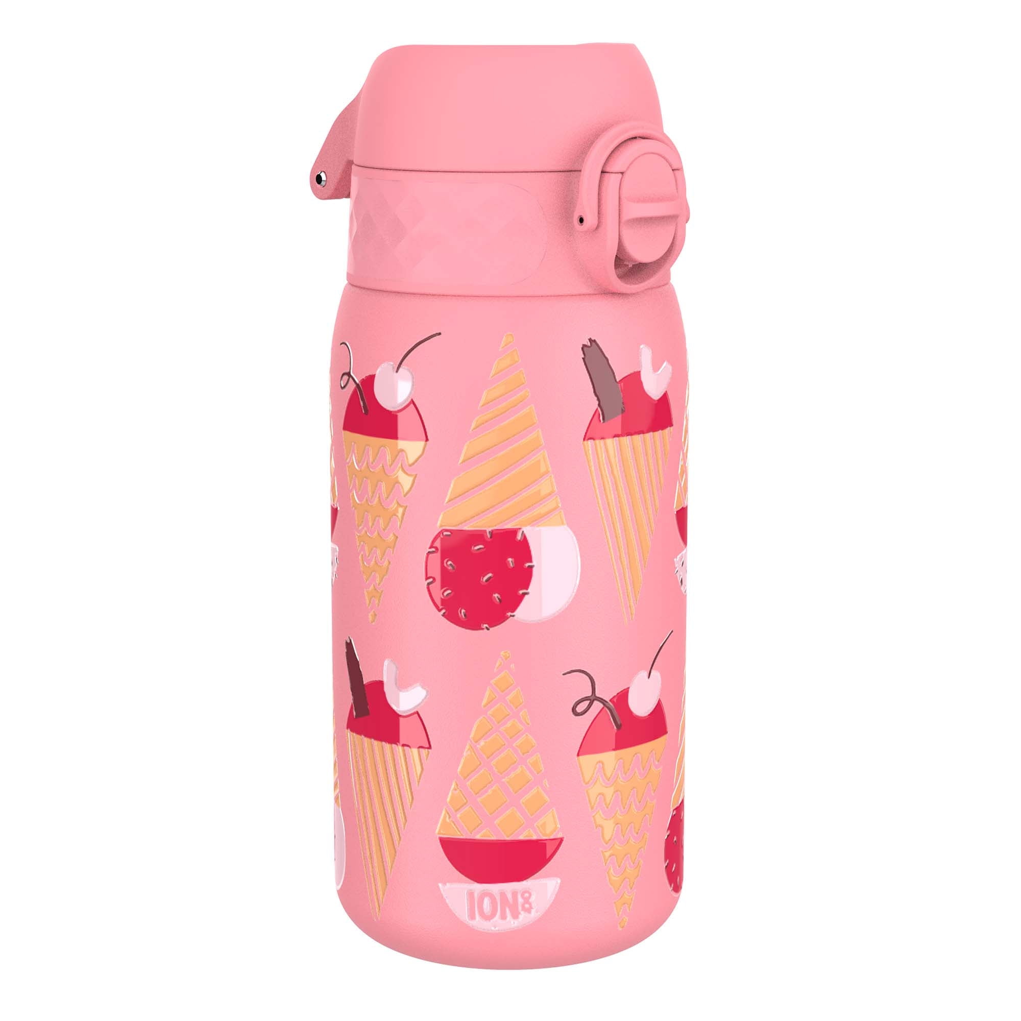 ION8 Leak Proof Flip-Top Stainless Steel Kids Water Bottle,Dishwasher-Safe, Ice Creams, 400ml (13oz)