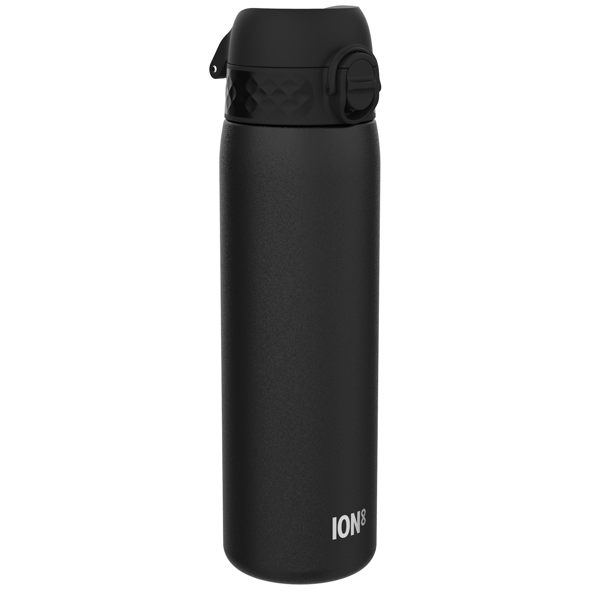 ION8 Leak Proof FlipTop Stainless Steel Slim Water Bottle, DishwasherSafe, Black, 600ml (20oz