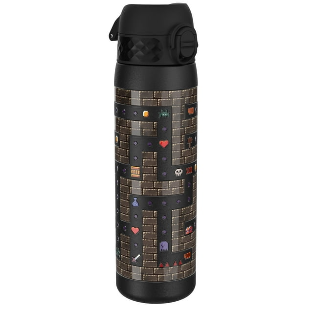 ION8 Leak Proof FlipTop Stainless Steel Slim Water Bottle,DishwasherSafe, Gamer, 600ml (20oz
