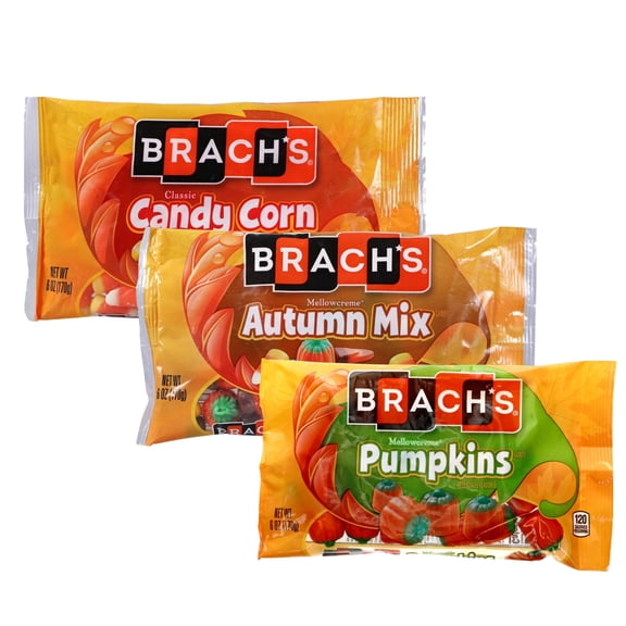 IOS Autumn And Halloween Treats Classic Candy Corn, Autumn Mix, And Mellowcreme Pumpkin Candy For Kids Party Favors, Trick-or-Treat, On-the-go Treats, Bundle Included With Sikretong Regalo, 6 oz. each