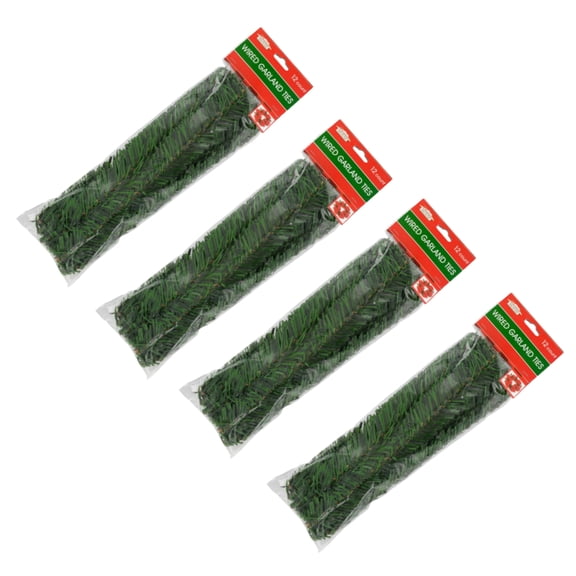 IOS Holiday Essentials Wired Flexible Green Garland Ties (Bundle Included With Pampaskong Surpresa) For Window, Door, Wall, Staircase, Table Christmas Decorations, 12 ct./pack (4packs/set)