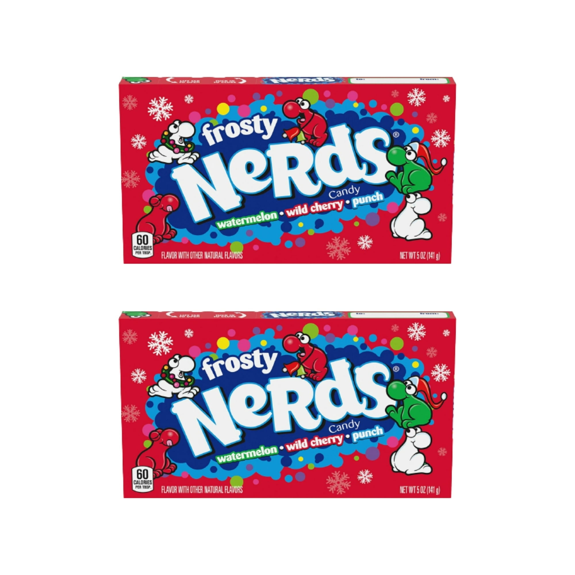 IOS Holiday Sweets Christmas Frost Nerds Watermelon, Wild Cherry, Punch Flavors (Bundle With Pamaskong Supresa) For Game Prizes, Party Favors, Stocking Stuffers, And Giveaways, 5 0z. (2pcs/set)