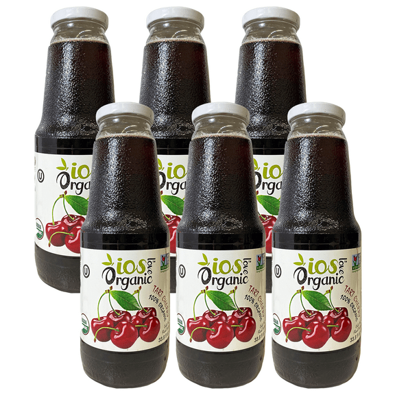 IOS Love Organic Juice - USDA Organic Certified - Cold Pressed, No Added Sugar, No Water, No Artificial Colors, No Preservatives, No Flavors Added, No Gluten - 33.8 Fl Oz (Tart Cherry, Pack of 6)