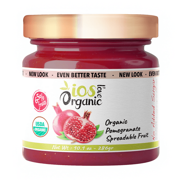 IOS Love Organic Spreadable Fruit - USDA Organic Certified - Non-GMO, Vegan, Gluten Free, Kosher, NO Added Sugar, Net. Wt. 10.1Oz (Pomegranate, 10.1 Oz (Pack of 1))