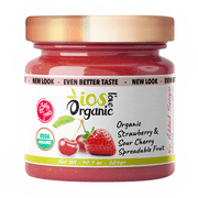 IOS Love Organic Spreadable Fruit - USDA Organic Certified - Non-GMO, Vegan, Gluten Free, Kosher, NO Added Sugar, Net. Wt. 10.1Oz (Strawberry & Sour Cherry, 10.1 Oz (Pack of 1))