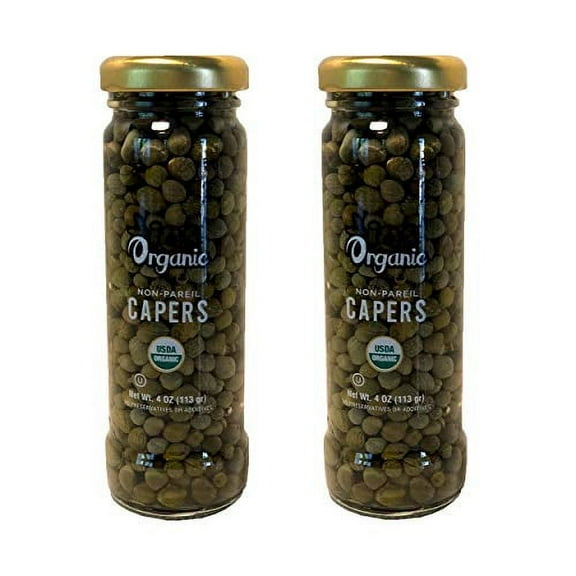 IOS Organic Non-Pareil Capers in Sea Salt, USDA Organic, Vegan, Non-GMO- 4Oz (2Packs)