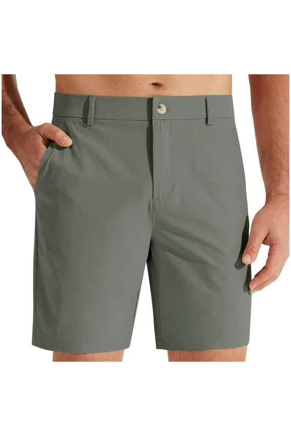 Chino Shorts for Men Dressy Casual Khaki Slim Fit Zip Up Buttons Short Cargo Pants with Pockets