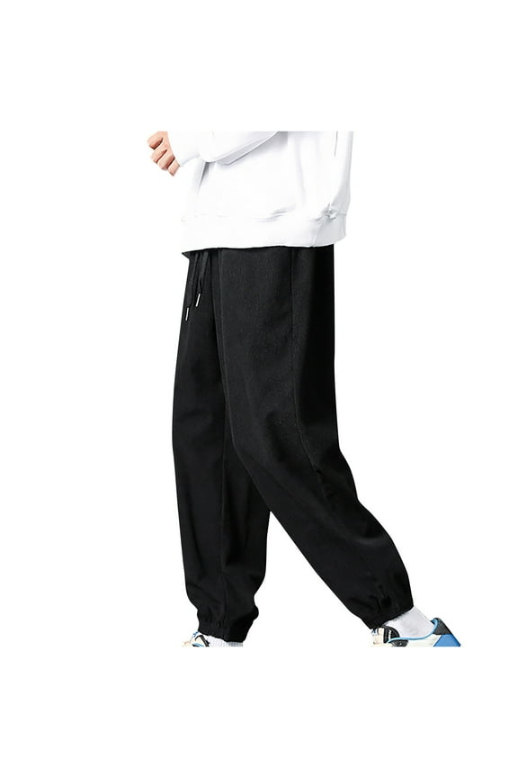 Sweatpants for Men Big & Tall Outdoor Casual Solid Drawstring Elastic Beam Feet Jogger Pants with Pockets