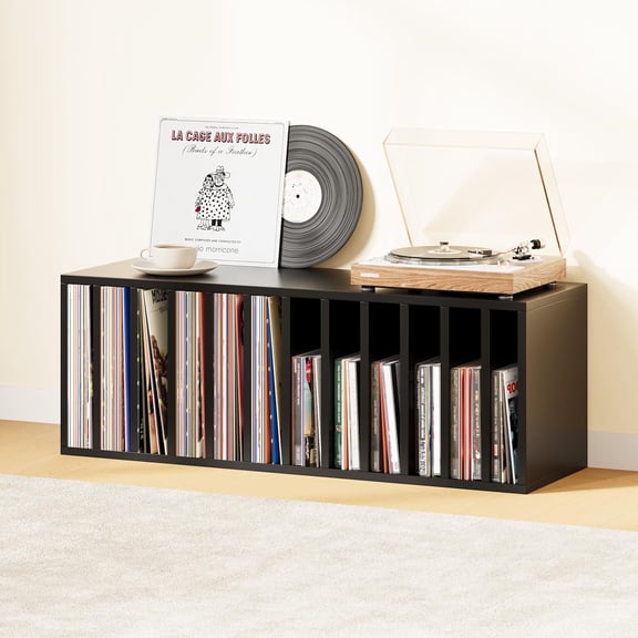 IOTXY Modular Cube Bookcase - CubeXY Customizable Stackable Expandable Basic Shelving Units, 12-Cube Wooden Open Bookshelf with Removable Shelves for Vinyl Record Storage Organizer, Black