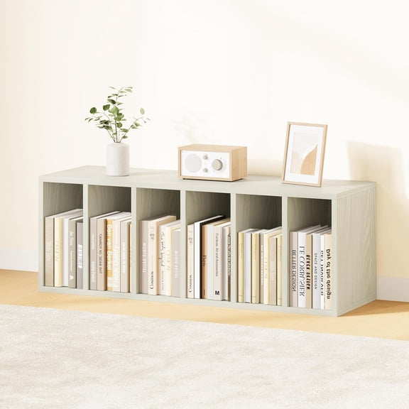 IOTXY Modular Cube Bookcase - CubeXY Customizable Stackable Expandable Basic Shelving Units, 6-Cube Wooden Open Bookshelf with Removable Shelves for Books Organizer, Oak