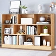 thumbnail image 1 of IOTXY Simple Bookcase with Base - 3 Tier 10 Cubes Freestanding Low Display Cabinet, Pear Yellow, 1 of 5