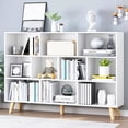 thumbnail image 1 of IOTXY Simple Bookcase with Legs - 3 Tier 10 Cubes Freestanding Low Display Cabinet, Warm White, 1 of 8