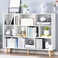 thumbnail image 1 of IOTXY Simple Bookcase with Legs - 3 Tier 10 Cubes Freestanding Low Display Cabinet, Warm White, 1 of 8