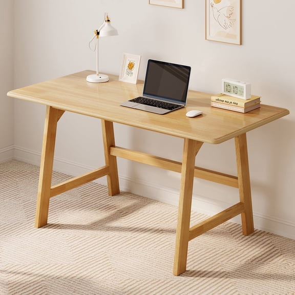 IOTXY 48" Simple Executive Solid Wood Computer Desk for Home Office & Study, Oak Finish