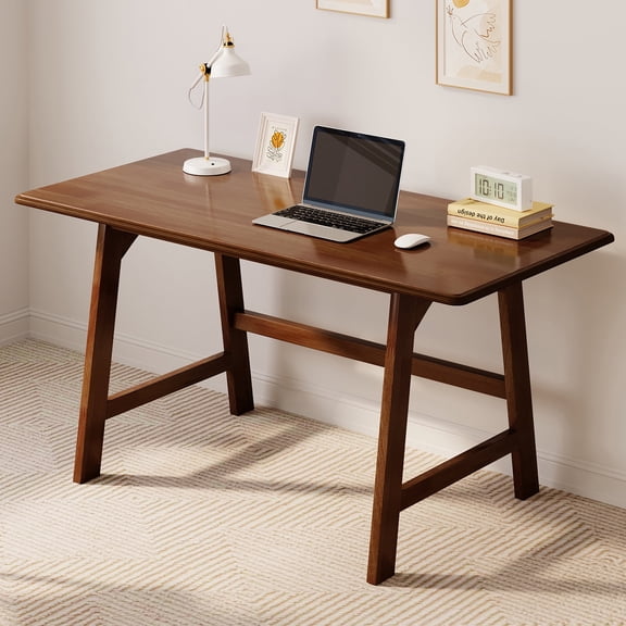 IOTXY 48" Simple Executive Solid Wood Writing Desk for Home Office & Study, Walnut Finish