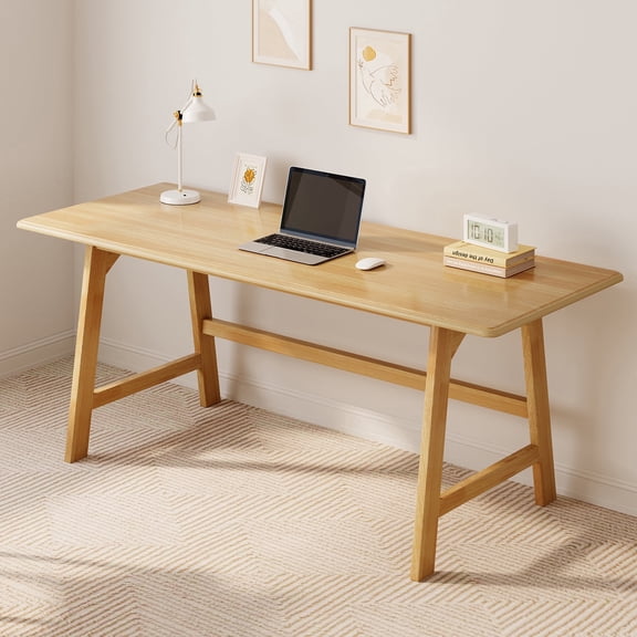 IOTXY 60" Two Person Simple Executive Solid Wood Computer Desk for Home Office & Study, Oak Finish