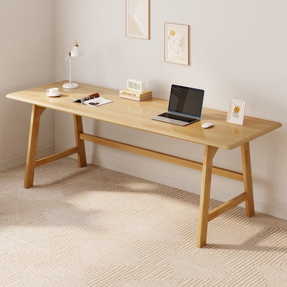 IOTXY Solid Wood Executive Desk - 72″L Two People Simple Computer Table for Study and Office, Oak