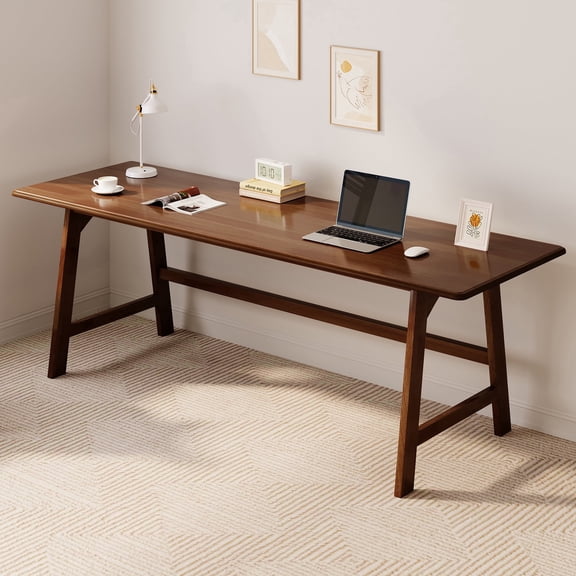 IOTXY 72" Two Person Simple Executive Solid Wood Computer Desk for Home Office & Study, Walnut Finish