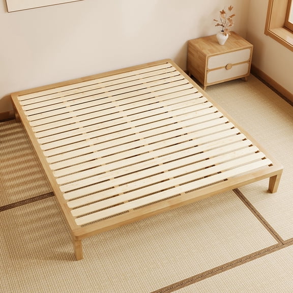 IOTXY Solid Wood Platform Bed - King Japanese Bed Frame, Natural