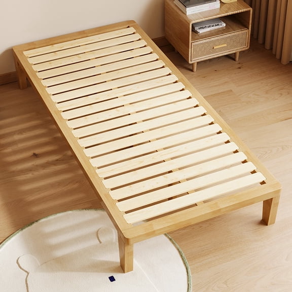 IOTXY Solid Wood Platform Bed - Twin XL Japanese Bed Frame, Natural