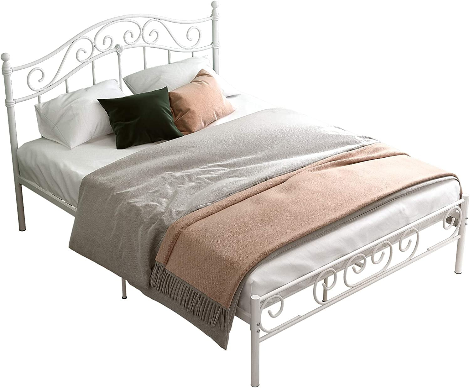 IOTXY Twin Metal Bed Frame 12 Inch Curved Complete Bed Platform with