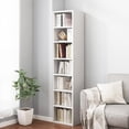thumbnail image 1 of IOTXY Wooden Narrow Corner Bookcase - 59″ Tall 7 Cubes Open Adjustable Bookshelf, White, 1 of 6