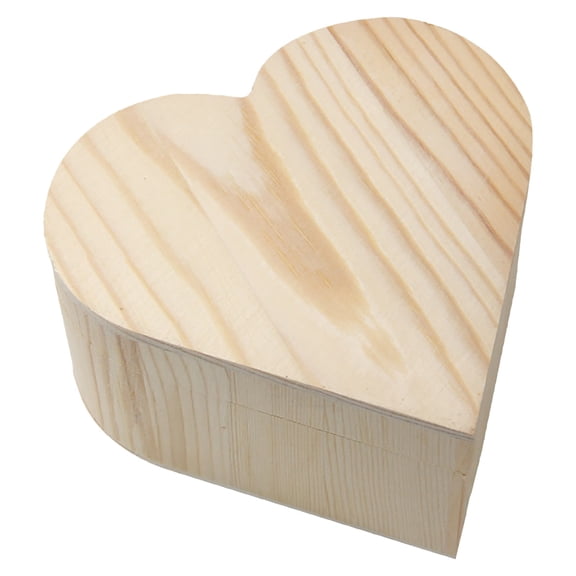 IOTdou 5" Blank Wooden Heart Box Unpainted Wooden Chest Love Natural Pine Box Mini Storage Box with Hinged Lid for DIY Craft Making Storage Jewelry